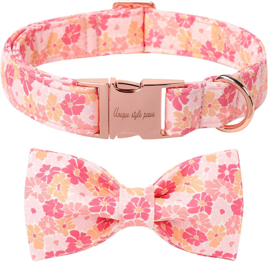 Unique style paws Cartoon Dog Collar with Bow Spring Summer Puppy Collar with Flower for Small Medium Large Boys Girls Dogs
