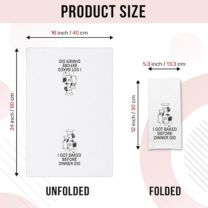 Funny Kitchen Decor Towels I Got Baked Before Dinner Did Dish Towel Funny Retro Housewife Kitchen Towels Housewarming Gifts for Hostess Hilarious Birthday Gifts for Women Sister Chef Friend