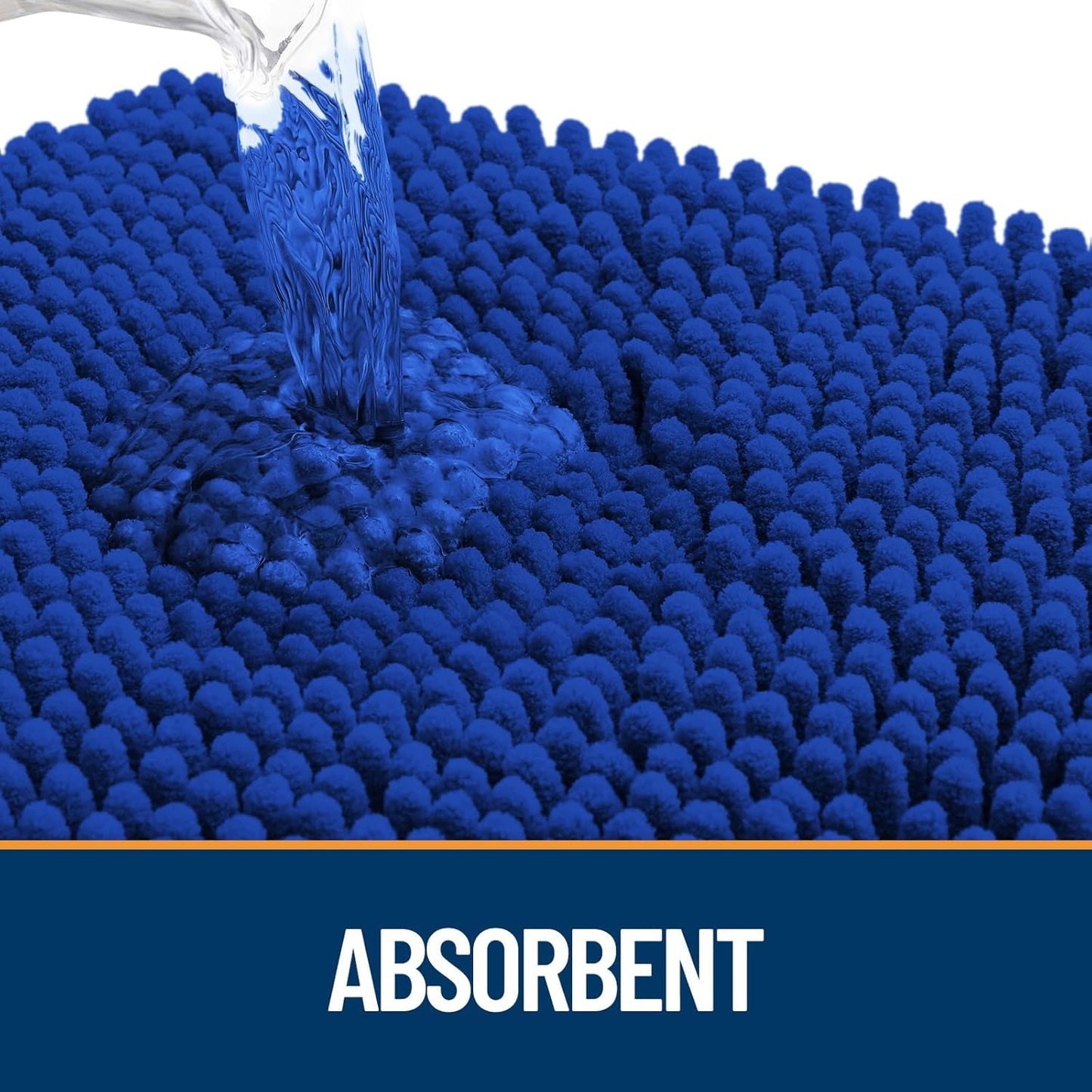 OLANLY Dog Door Mat for Muddy Paws 24x16, Absorbs Moisture and Dirt, Absorbent Non-Slip Washable Doormat, Quick Dry Chenille Mud Mat for Dogs, Entry Indoor Entryway Carpet for Inside Floor, Royal Blue