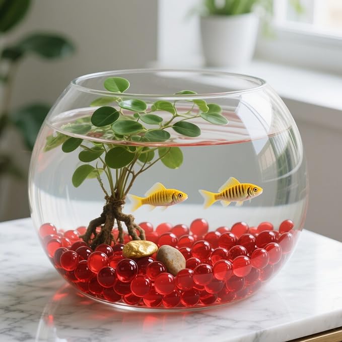 0.96LB Glass Beads Vase Filler Aquarium Gravel Decor Flat Glass Marbles Gems Pebbles Fish Tank Rocks Home Decorative Art Craft - Red