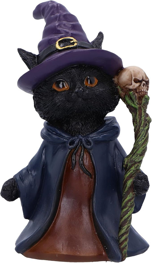 Nemesis Now Whiskered Wizard 14cm, Resin, Black, Cat Figure, Black Cat Ornament, Collectable Cat Giftware, Cast in The Finest Resin, Expertly Hand-Painted, U6738A24
