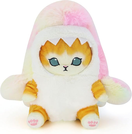 Kawaii Shark Cat Plush Toy Stuffed Animal Doll, Soft Pillow for Boys & Girls (Tie-dye Shark cat, 20cm/7.8in)