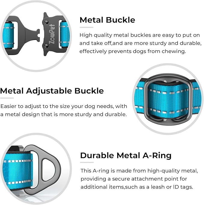 2025 Upgrade Airtag Dog Collar, Reflective Dog Collar with Airtag Holder, IP68 Waterproof| Metal Buckle| Ultra-Durable| Comfortable Padded, GPS Dog Collars for Medium Large Dogs (Blue,M)