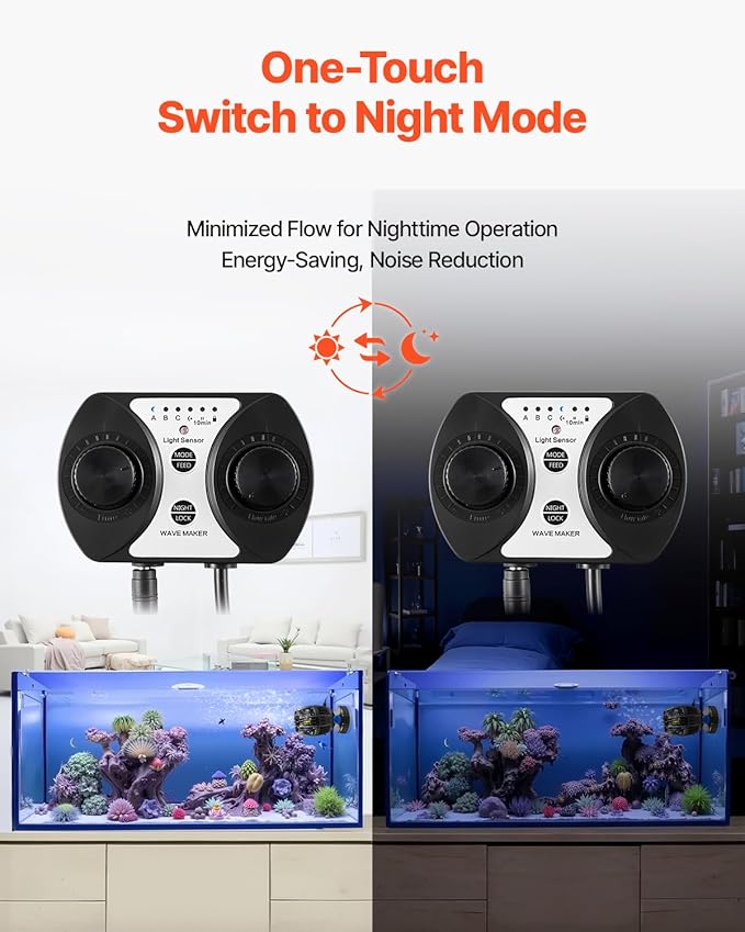 VEVOR Aquarium Wave Maker, 40W, 3963 GPH Quiet and Strong DC Powerhead, Adjustable Fish Tank Circulation Pump with Controller, Strong Magnetic Base, 360° Rotating Wavemaker, for Freshwater Saltwater