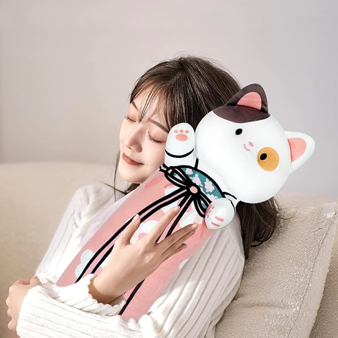 70cm Long Cat Plush Body Pillow - 28' Cherry Blossom Cute Cat Plush Soft & Huggable Throw Pillow for Girls, Boys & Lovers - Pink, 27.6in/70cm