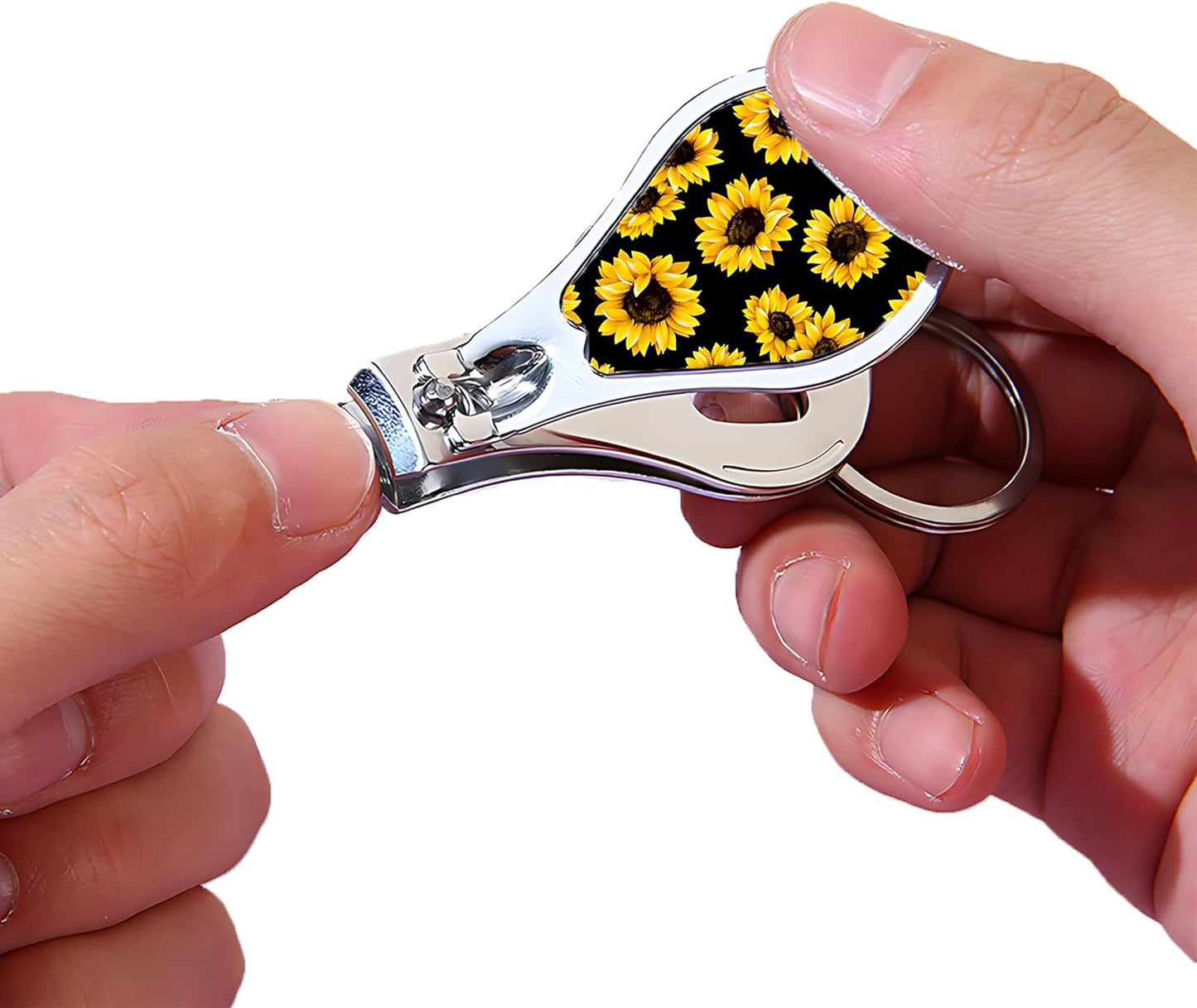 Nail Clippers with Key Chain Cute Stainless Steel Nail Cutter with File Professional Toenail Clipper for Men Multifunction Toenail Clipper 2 Pack Nique Cutter for Adult(Sunflower)