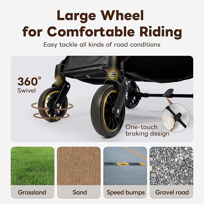 【One-Pull Open Ver.】 PETTENA Dog Stroller for Small Dogs, One-Touch Foldable Dog Stroller for Small/Medium Dogs Cats up to 44 Lbs, Khaki