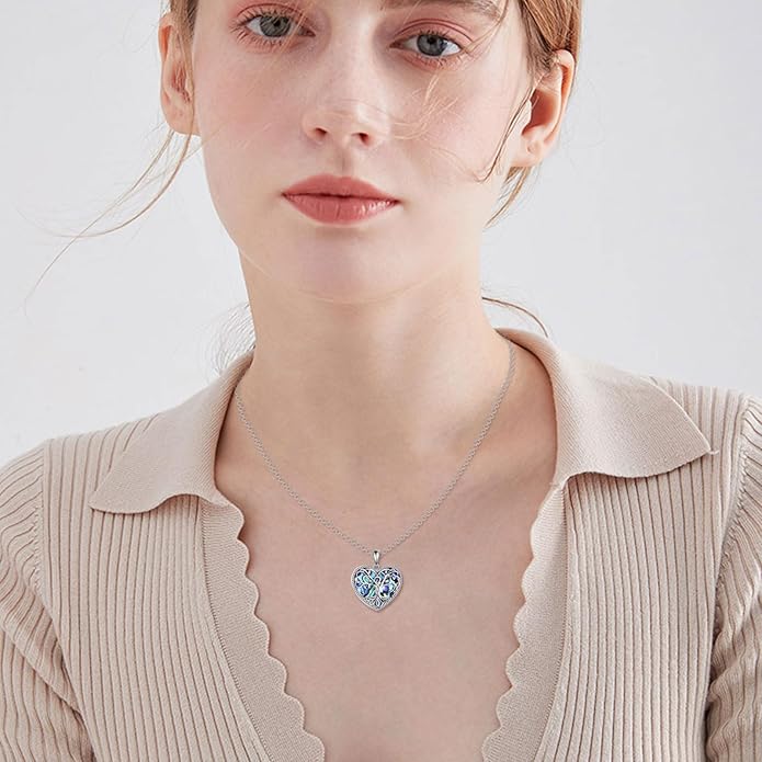 POPLYKE 925 Sterling Silver Urn Necklace for Ashes for Women Cremation Necklace for Ashes Keepsake Jewelry for Human