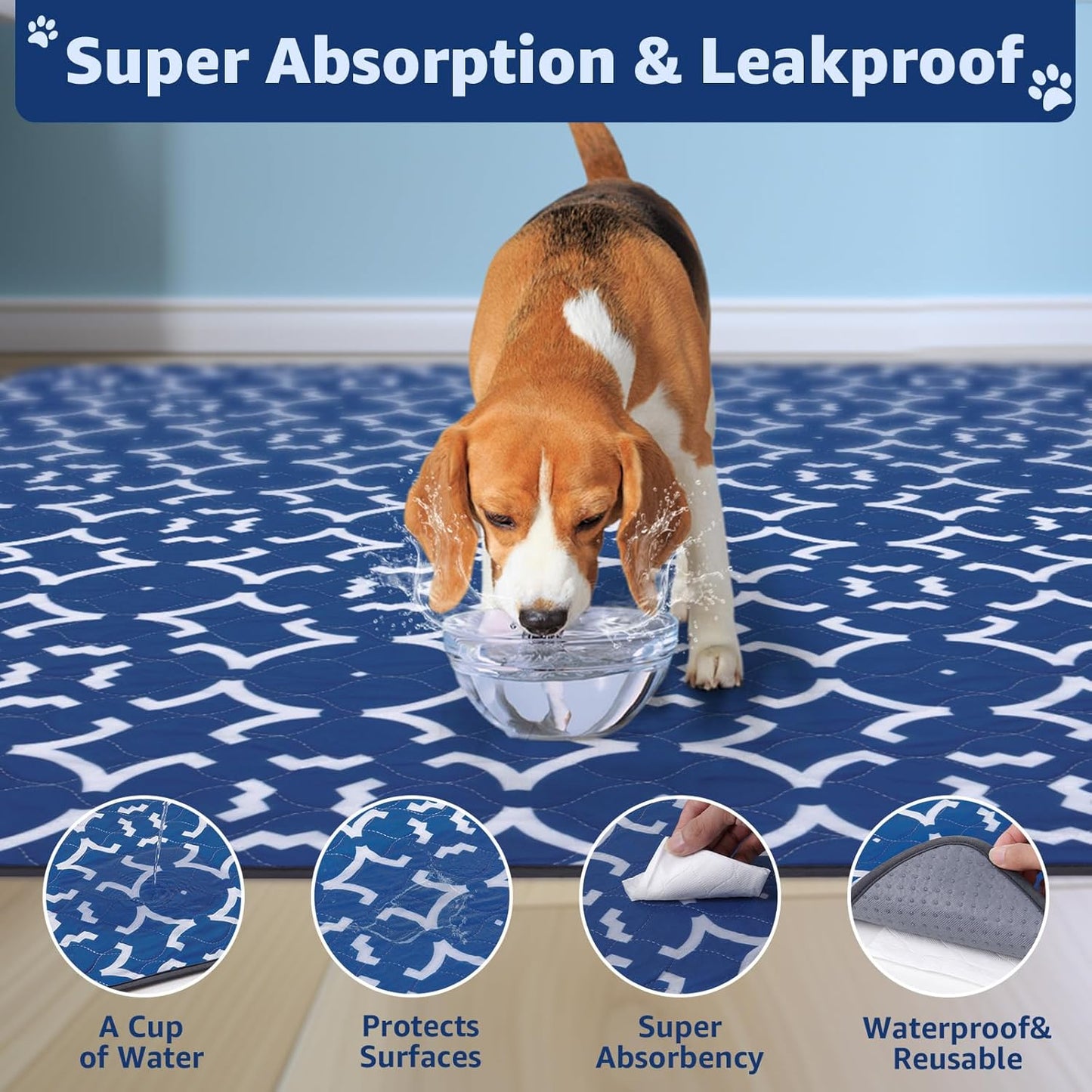 LOOBANI Washable Pee Pads for Dogs 18"x 24": 2 Pack Super Absorbent Reusable Puppy Pads Leakproof Whelping Pad, Waterproof Non-Slip Dog Training Pads for Floor, Crate, Potty, Sofa