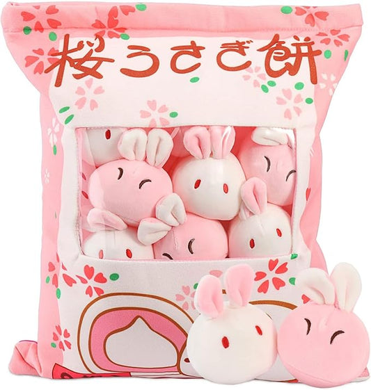 Kawaii Bunny Plush Pillow Throw Pillow, Cute Plushies Bunny Plush Toys, Removable Bunny Stuffed Animals, Bunny Gift for Kids Birthday Easter