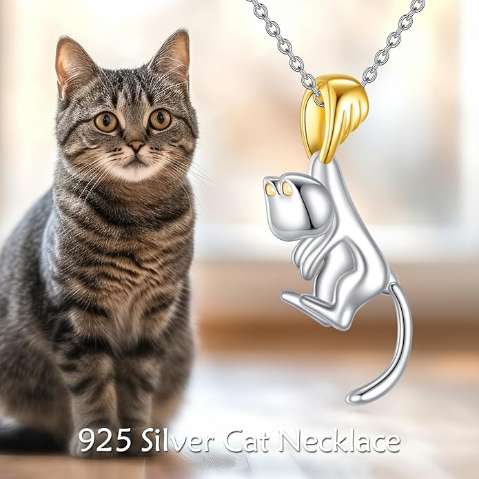 POPLYKE Spider/Butterfly/Fox/Killer Whale/Pande/Shark/Cat/Owl/Mermaid/Dragonfly Necklace 925 Sterling Sliver Animal Necklace Pendant Jewelry Gifts for Women