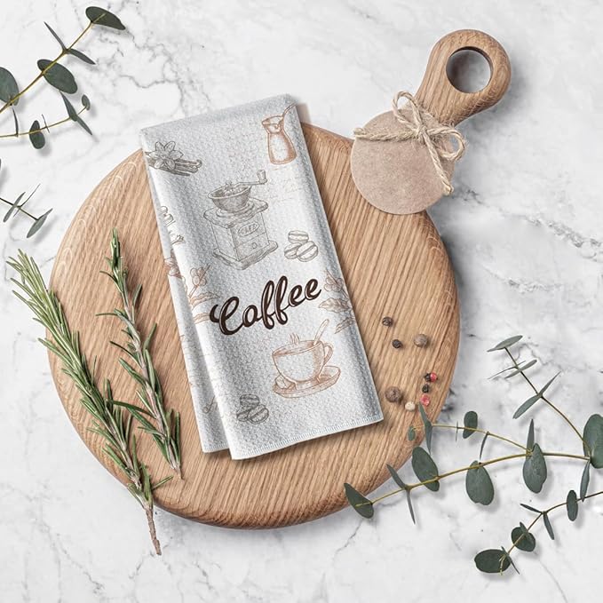 Funny Joked Coffee Kitchen Towels,Bar Dishcloth, 16X24Inch,Absorbent Drying Hand Rags,Gifts for Café Lover Neighbor Wife Women Hostess New Home Mom Housewarming On Christmas Mother's Day