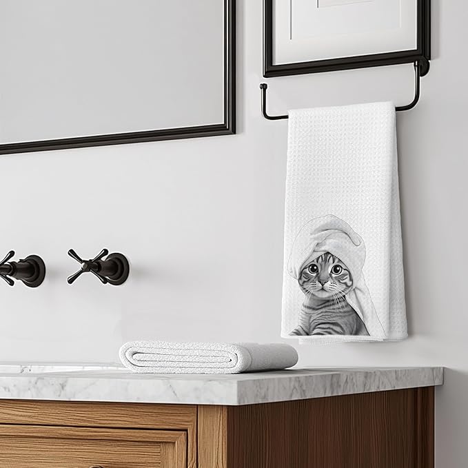 Funny Cat Hand Towels, Cat Gifts for Women, Funny Cute Hand Towels for Bathroom,16x24 Inches