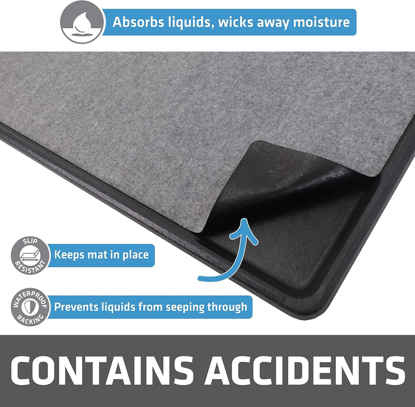 Drymate Dog Crate Mat Liner, Absorbs Urine, Waterproof, Non-Slip, Washable Puppy Pee Pad for Kennel Training - Use Under Pet Cage to Protect Floors, Thin Cut to Fit Design (USA Made) (LGrey)(29"x50")