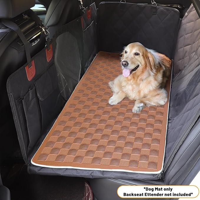 Non-Slip Pet Bed Mat for Back Seat Extender, Hair Resistant Dog Blanket for Hard Bottom Dog Car Seat Cover, Anti Slip Pet Linner Backseat Cover Brown Plaid
