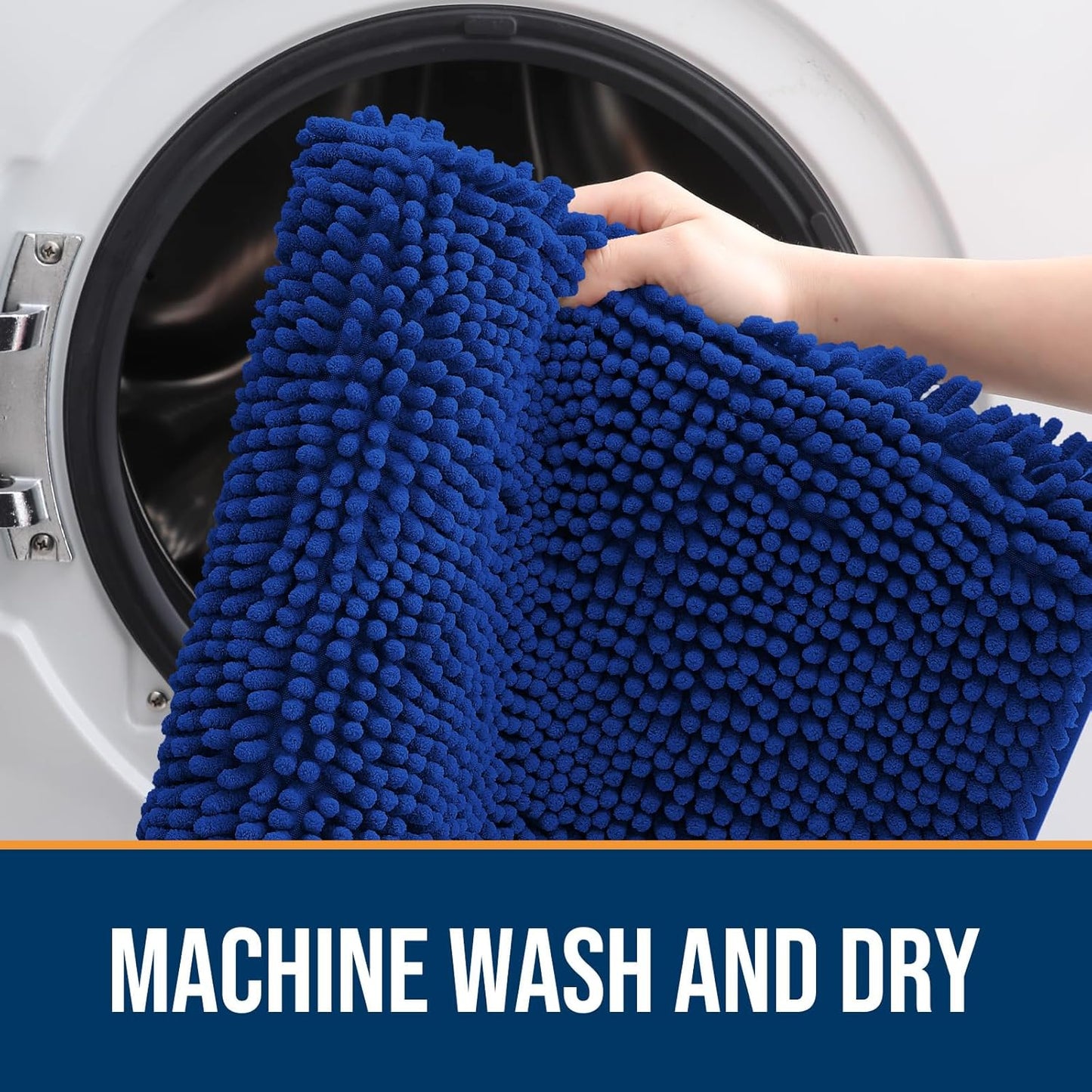 OLANLY Dog Door Mat for Muddy Paws 70x32, Absorbs Moisture and Dirt, Absorbent Non-Slip Washable Doormat, Quick Dry Chenille Mud Mat for Dogs, Entry Indoor Entryway Carpet for Inside Floor, Royal Blue