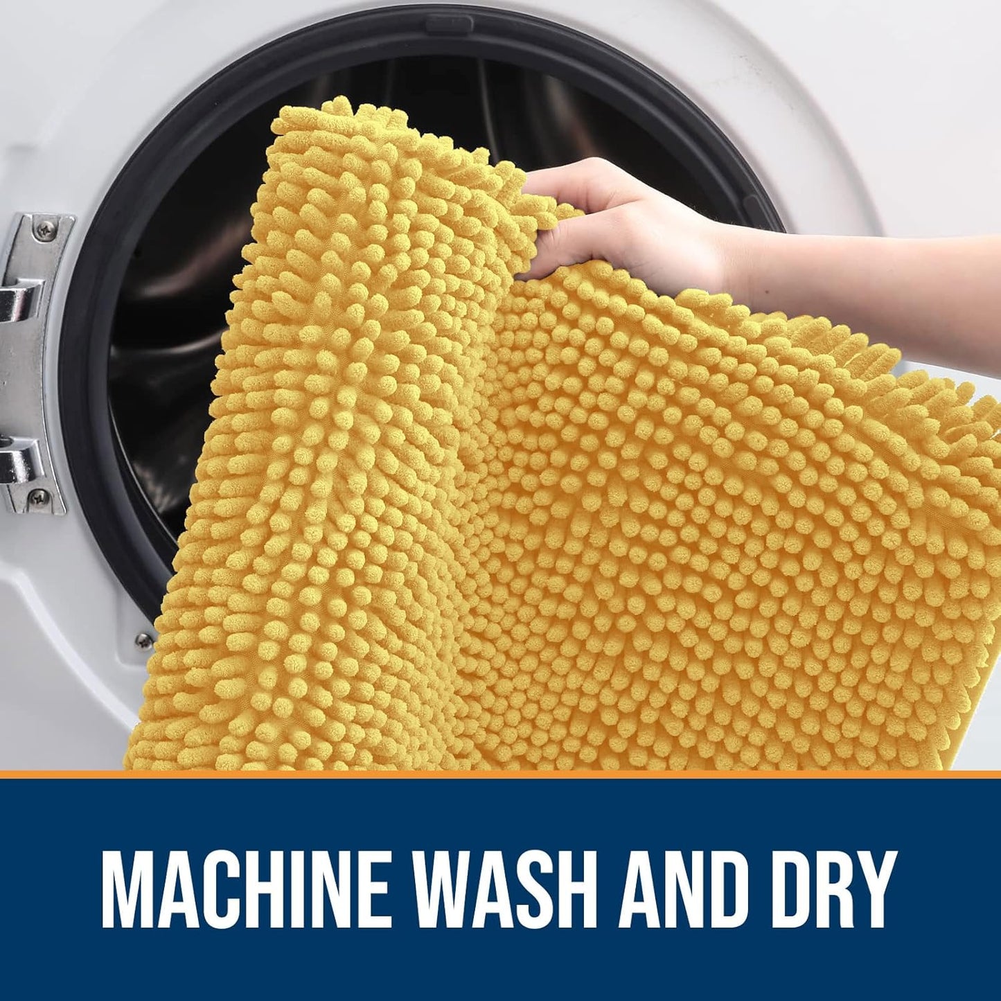 OLANLY Dog Door Mat for Muddy Paws 47x24, Absorbs Moisture and Dirt, Absorbent Non-Slip Washable Doormat, Quick Dry Chenille Mud Mat for Dogs, Entry Indoor Entryway Carpet for Inside Floor, Yellow