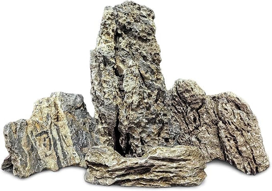 PINVNBY Natural Seiryu Stones, Aquariums Slate Stone Decorative Rocks for Fish Tank, Terrariums, Paludarium, Vivariums, Reptile and Amphibian Enclosures, Aquascaping (4.5lb)