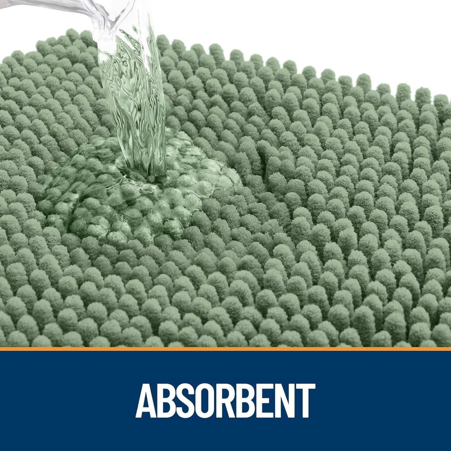 OLANLY Door Mat for Muddy Dog Paws 48x30, Absorbent Chenille Doormat with Paw Print Design, Non-Slip Washable Doormat for Indoor Entryway, Quick-Dry Pet Bed Mats for Dirty Dogs, Olive Green and White