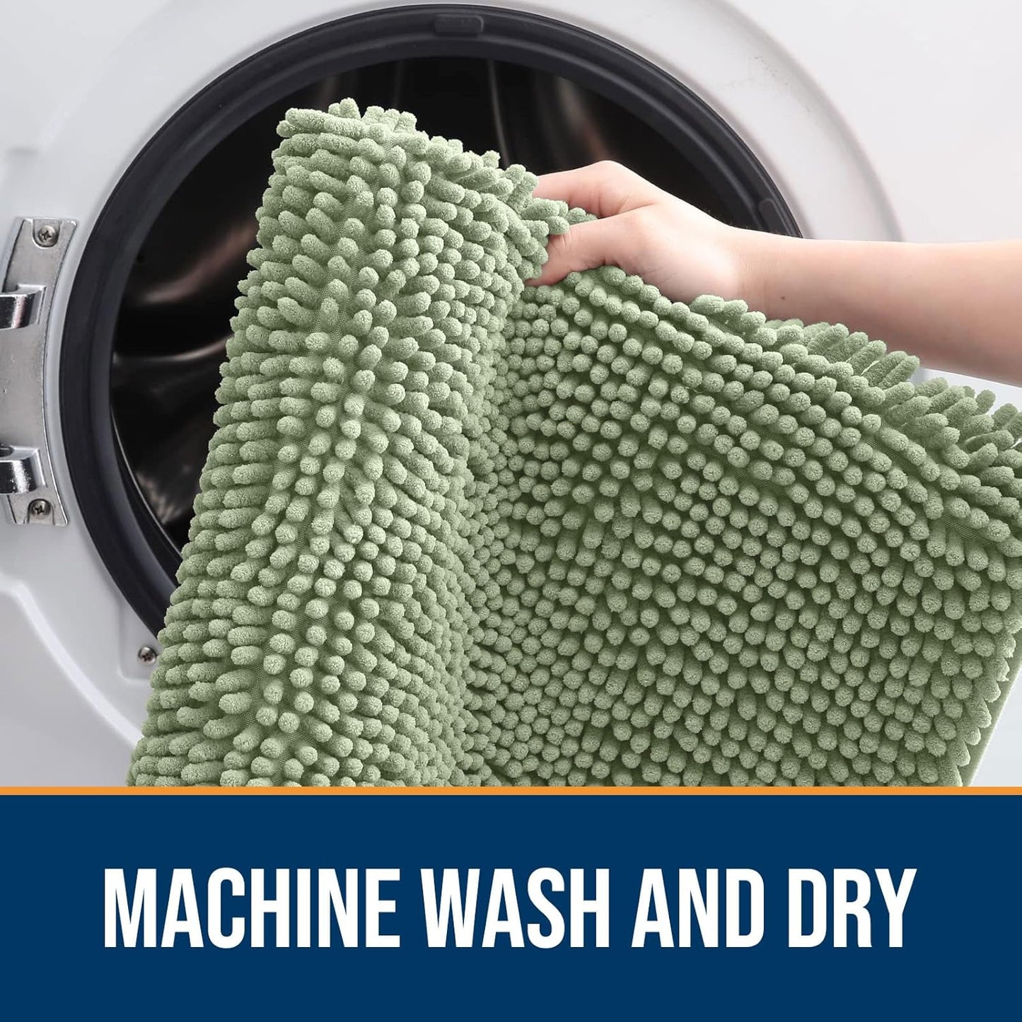 OLANLY Dog Door Mat for Muddy Paws 59x35, Absorbs Moisture and Dirt, Absorbent Non-Slip Washable Doormat, Quick Dry Chenille Mud Mat for Dogs, Entry Indoor Entryway Carpet for Inside Floor, Sage Green