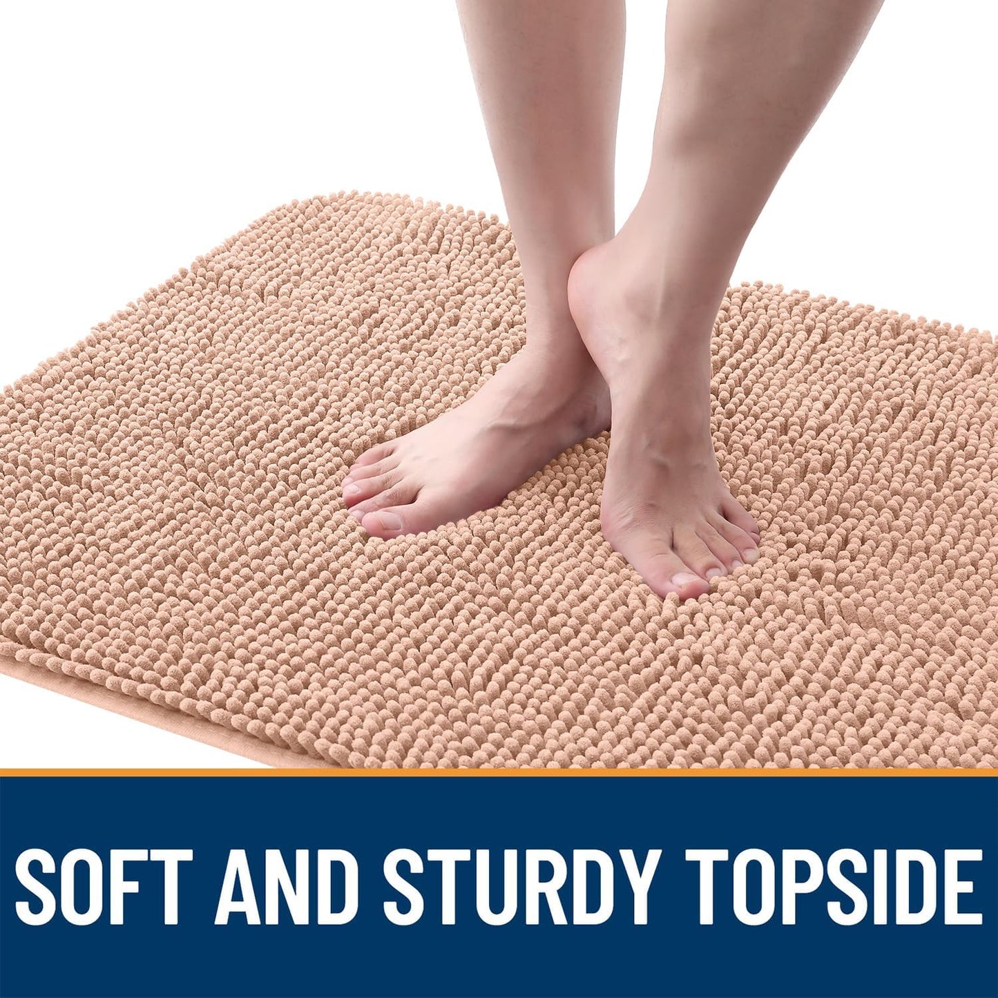 OLANLY Dog Door Mat for Muddy Paws 44x24, Absorbs Moisture and Dirt, Absorbent Non-Slip Washable Doormat, Quick Dry Chenille Mud Mat for Dogs, Entry Indoor Entryway Carpet for Inside Floor, Peach