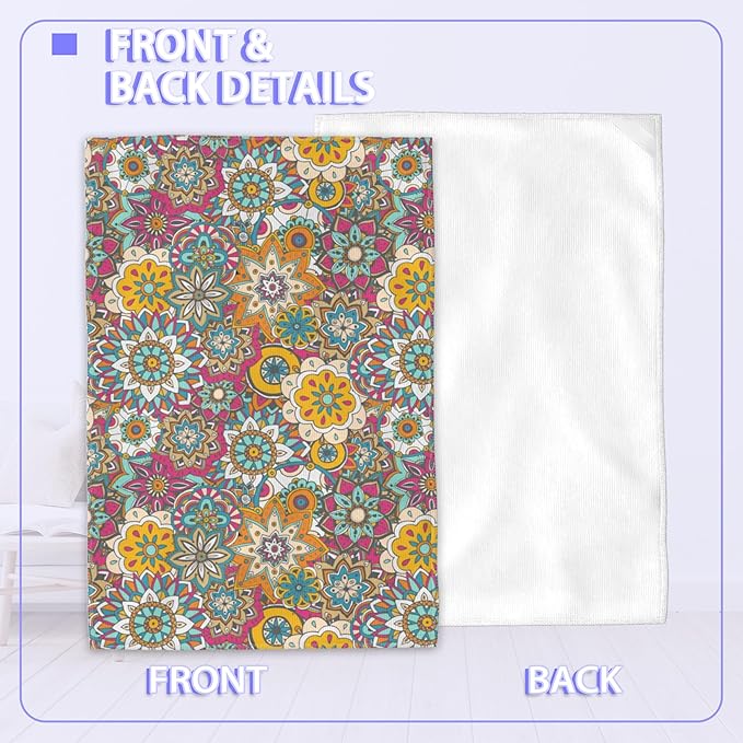 Vintage Turkish Flower Hand Towels for Bathroom,Boho Hand Bath Towels Soft Absorbent Dish Towels for Kitchen Bathroom Gym Beach Decorative Towels,Set of 2