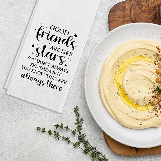 Funny Kitchen Towels for Friends, Good Friends are Like Stars Dishcloths, Friendship Gifts for Women, Good Friends Tea Towels for Kitchen Decor, Sweet Housewarming Gifts for Sister Bestie