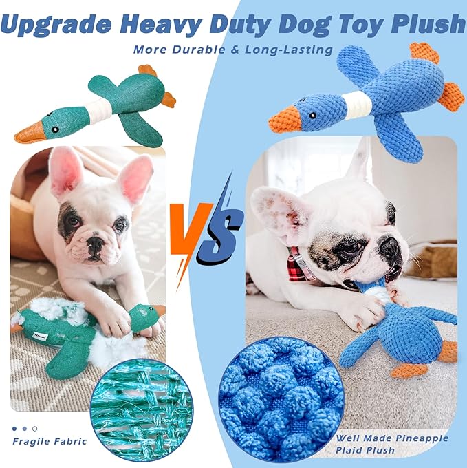 Vitscan 2 Pack Goose Tough Dog Toys for Aggressive Chewers, Durable Squeaky Dog Chew Toys for Small Medium Large Dogs, Plush Interactive Indestructible Dog Toys to Keep Them Busy, Duck Puppy Pet Toy