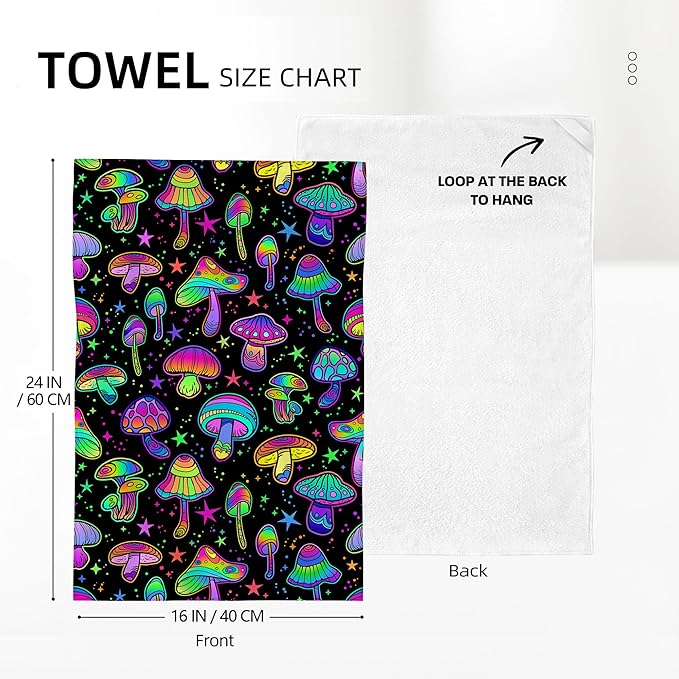 Funny Mushroom Kitchen Towels Decorative Set of 2,Cute Hippie Witchy Dish Towels Absorbent Hand Towels Tea Towels for Kitchen Farmhouse Holiday Home Decor Accessories