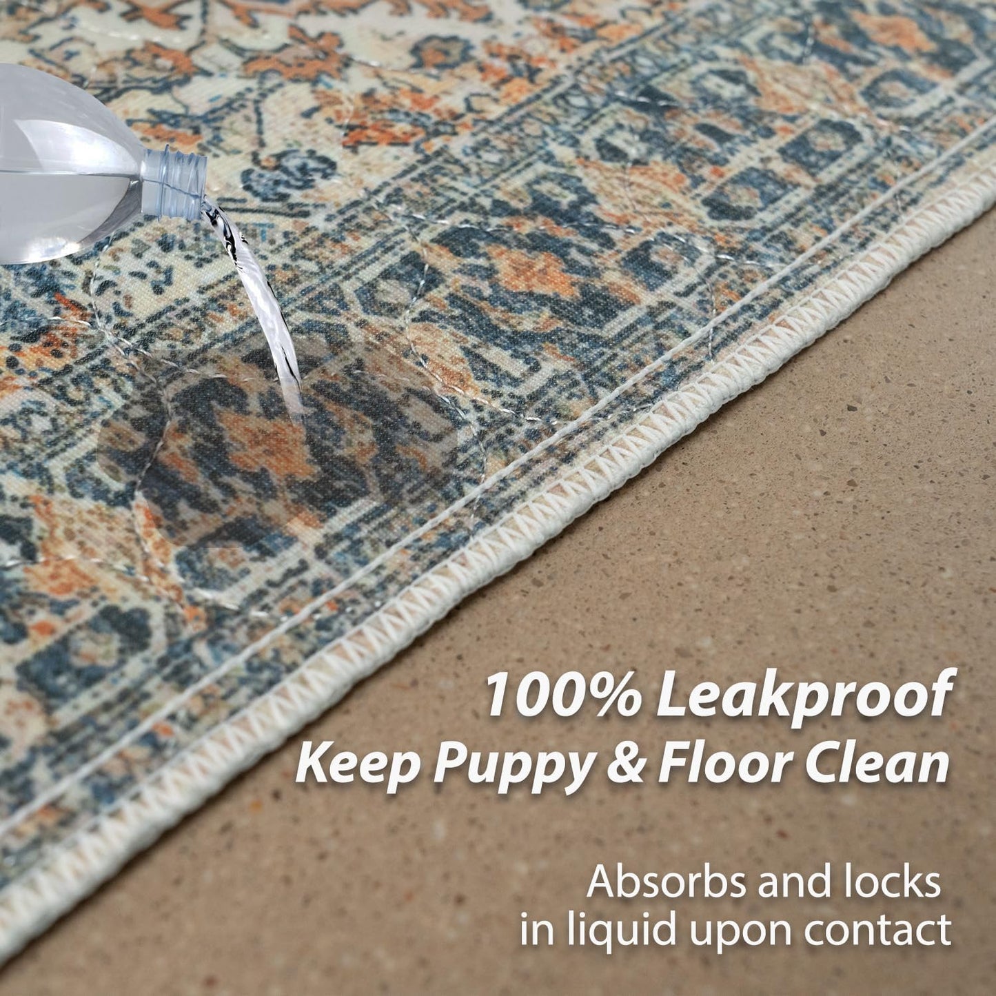 nunubaby 4PACK Washable Pee Pads for Dogs, Stylish, Non-Slip and Leak-Proof Pee Pads. Reusable Potty Pads for Dogs for Crates and Floors.(Beige/Multi, 24" x36")