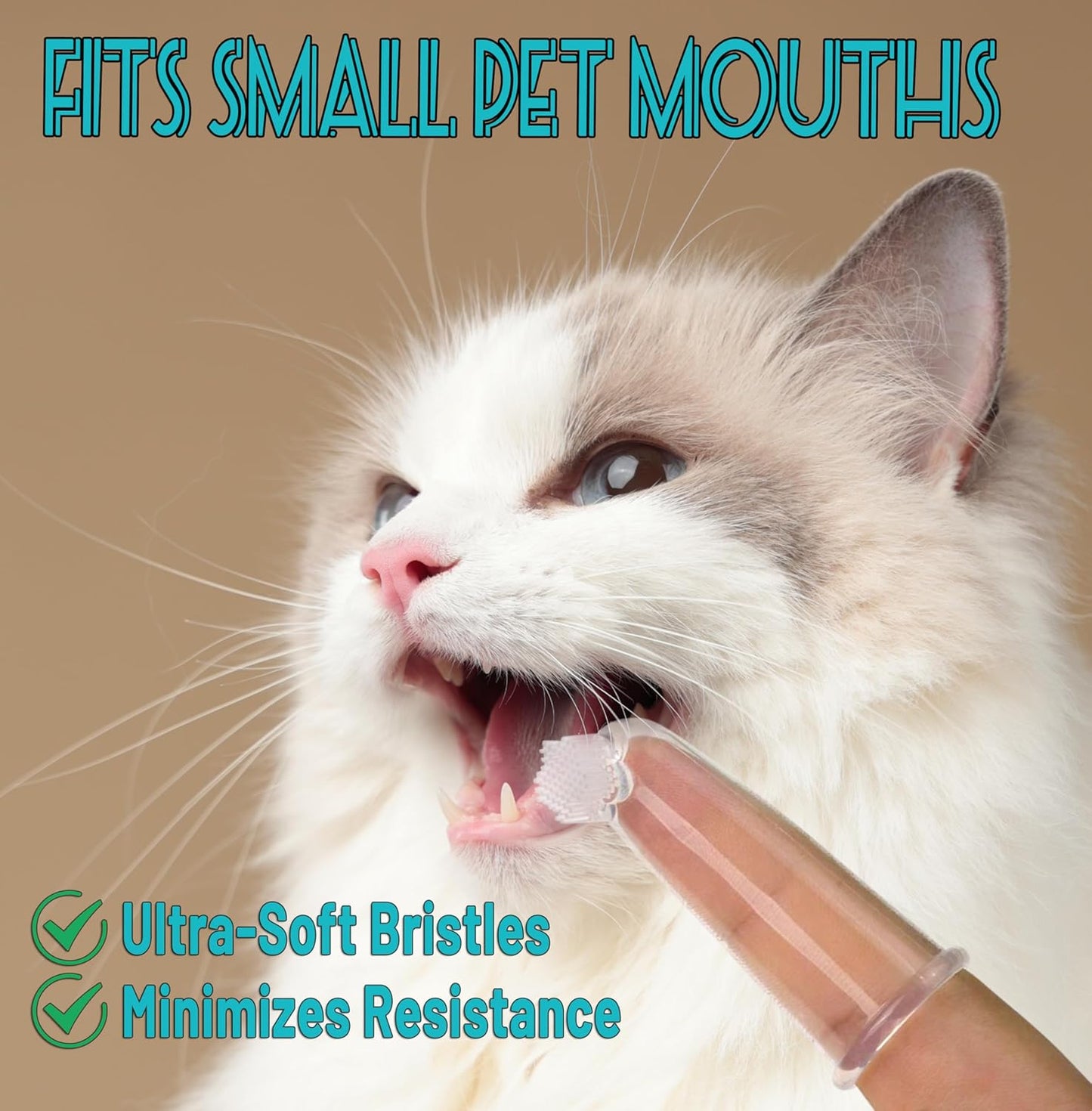 E.M&S.T by Emmeliestella Small Dog & Cat Toothbrush Kit，Micro Head, Kitten Toothbrush, Finger Brush, Starter Kit, Round & Pointed Design, Pet Dental Care, Soft Bristles, Multi-Angle, Deep Clean, 5PCS