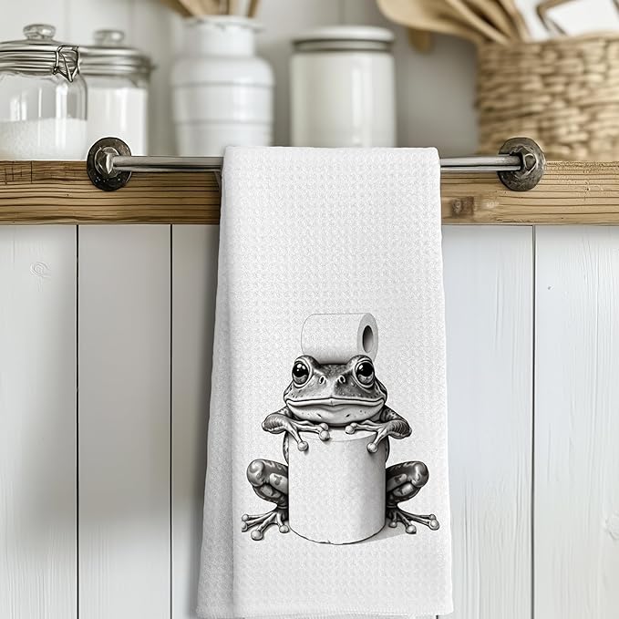Funny Bathroom Hand Towels，Frog Gifts for Women,Frog Bathroom Decor,16x24 inch