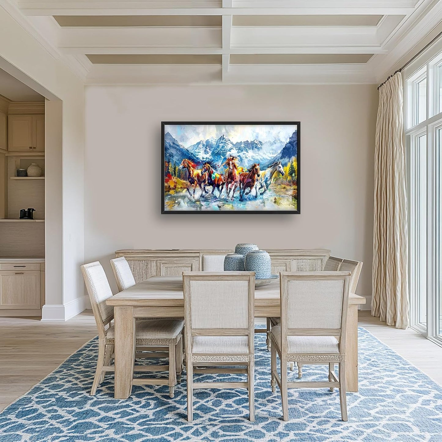 Horse Large Wall Art Running Horses Pictures Colorful Horse Mountain Landscape Wall Decor Wild Animal Nature Canvas Print Painting Artwork for Bathroom Living Room Bedroom 36L" x 24W"