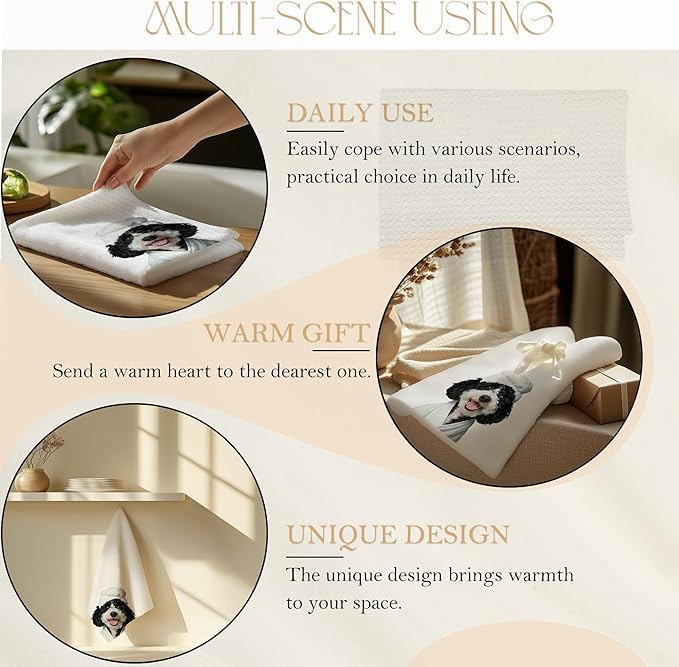 Funny Bathrobe Poodle Hand Towels for Bathroom Washroom Restroom, Poodle Bathroom Decor Hand Towels, Dog Mom Gift for Women Dog Lover, 16x24 Inch