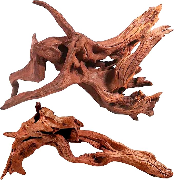 WDEFUN Natural Driftwood for Aquarium Decor, 2-Piece 10''-14'' Large Driftwood for Decorations on Fish Tank, Reptiles Bearded Dragon Accessories or Air Plants