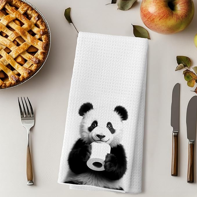 Funny Panda Hand Towels for Bathroom Decor, Kids Hand Towels, Kids Bathroom Decor, Gifts for Panda Lovers Women Girls, Funny Kitchen Towels, 16x24 Inches