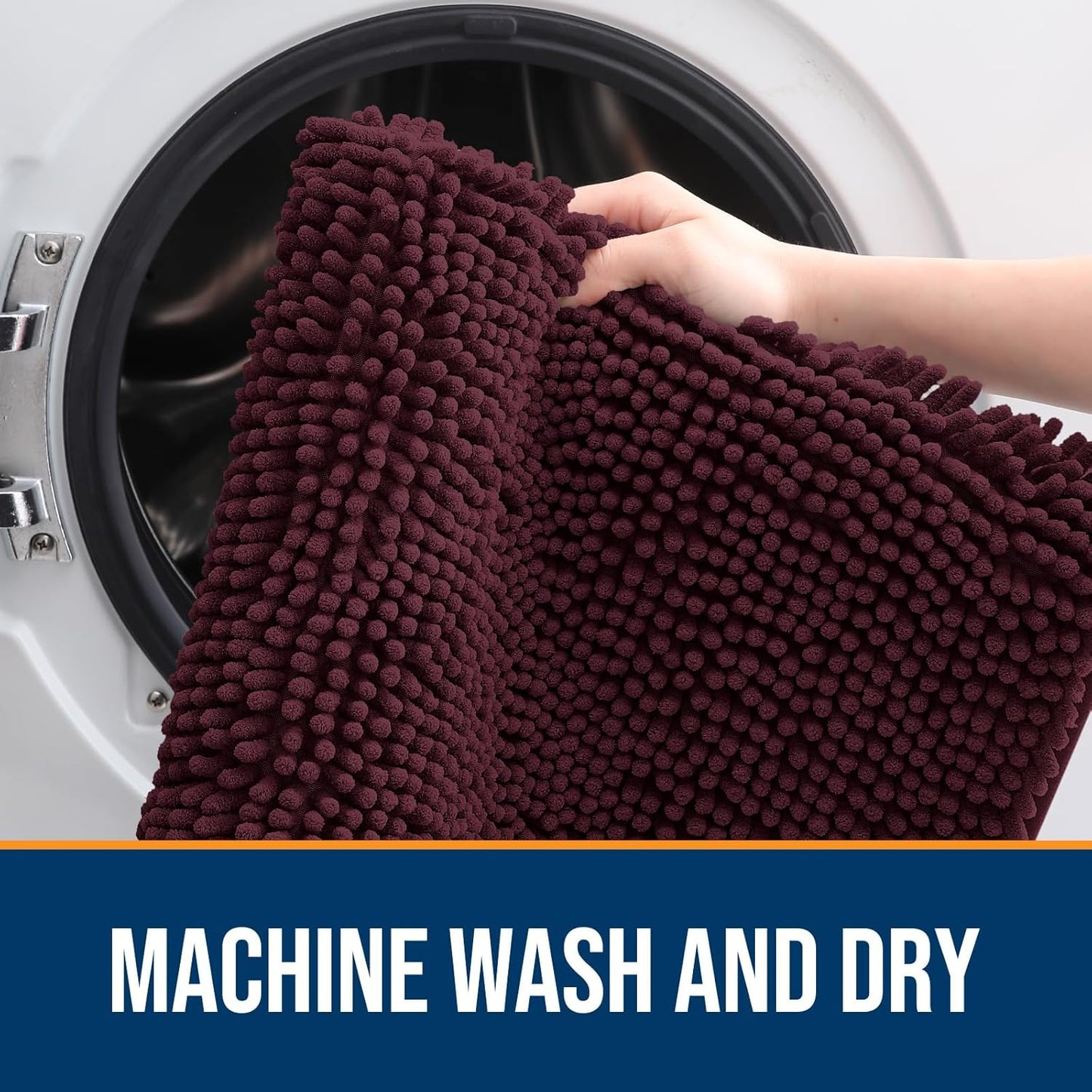 OLANLY Dog Door Mat for Muddy Paws 44x24, Absorbs Moisture and Dirt, Absorbent Non-Slip Washable Doormat, Quick Dry Chenille Mud Mat for Dogs, Entry Indoor Entryway Carpet for Inside Floor, Russet