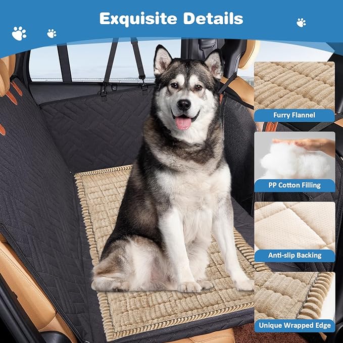 VClife Dog Bed Mat for Car, Anti Slip Pet Bed Travel Pad Comfortable Furry Dog Car Seat Cover for Backseat Extender, Washable Pet Cushion Bed Mat for Indoors & Outdoors (Brown, 59"×27.6")