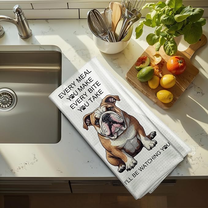 Funny English Bulldog Gifts Kitchen Decor Towels, Every Meal You Make English Bulldog Bathroom Decor Hand Towels Dish Towels, Bulldog Mom Lover Gifts, 16x24 Inch