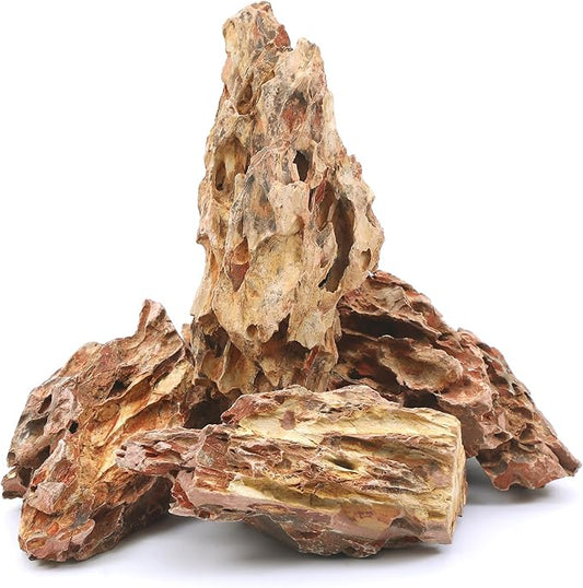 6-8 Inches Natural Dragon Stone 4 PCS Aquarium Rocks for Aquascaping, Aquarium Landscaping, Terrariums, Fish Tank Decoration, Vivariums, Paludarium, Reptile and Amphibian Enclosures
