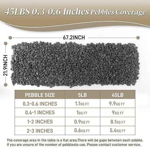 45 LB Natural River Rocks Mexican Beach Pebbles, 0.3-0.6 Inch Natural Unpolished Bulk Rocks, Pebbles for Landscaping Garden Paving Plant, Rocks for Walkways Outdoor Decorative Stone, Grey