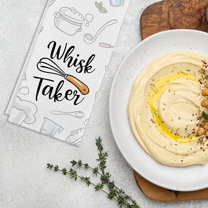 Funny Kitchen Towels Whisk Taker Cleaning Cloth Trendy Dish Towels for Farmhouse Kitchen Decor Sweet Housewarming Gifts Kitchen Gifts for Hostess Chef Novelty Birthday Gifts for Women Men