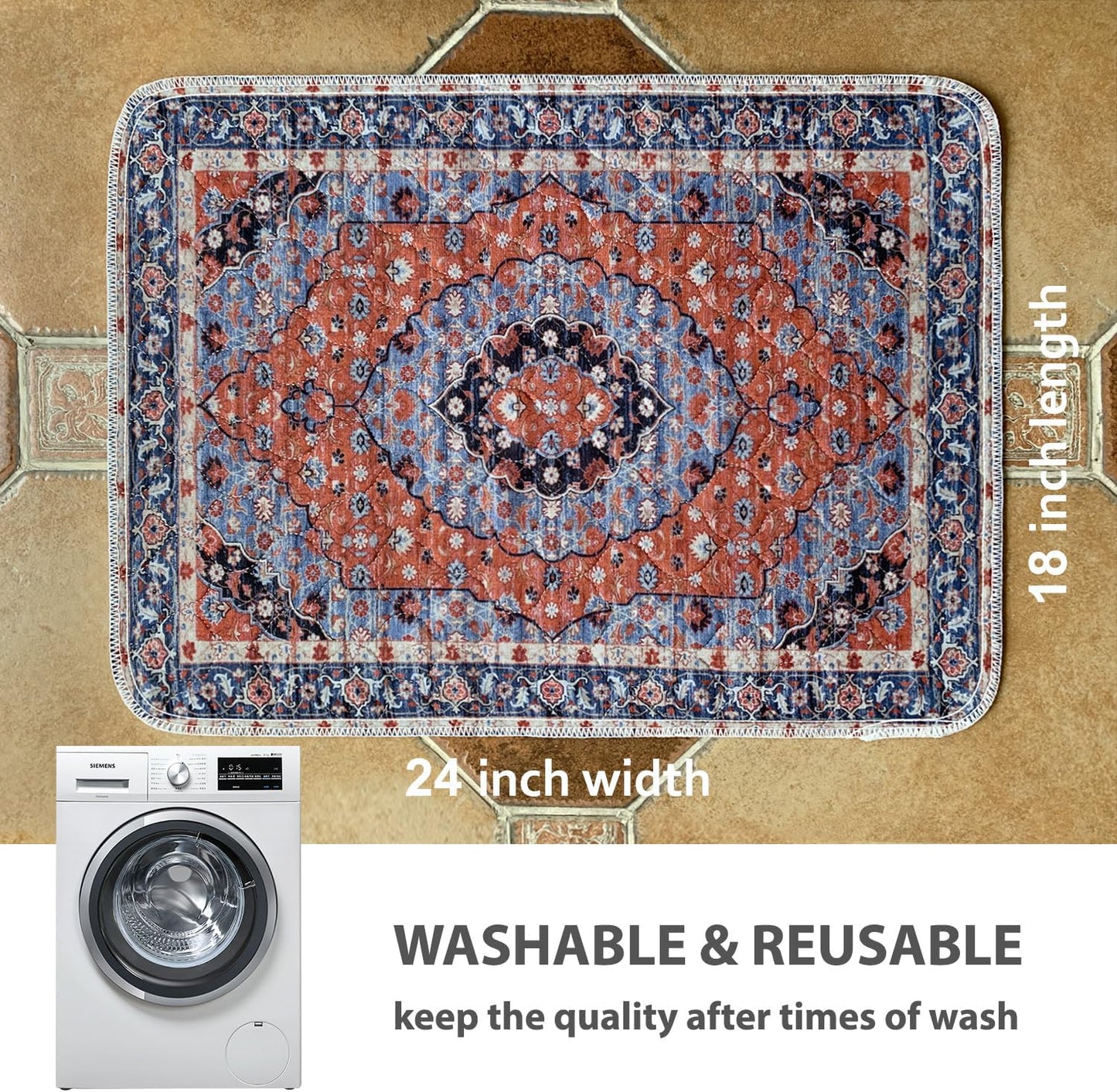 nunubaby 4PACK Washable Pee Pads for Dogs, Stylish, Non-Slip and Leak-Proof Pee Pads. Reusable Potty Pads for Dogs for Crates and Floors.(Red/Floral, 18" x24")