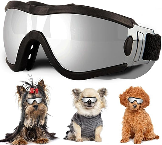 Small Dog Sunglasses with Adjustable Strap UV Protection, Winproof Puppy Sunglasses, Suitable for Dogs Eyes Protection，Soft Dog Goggles