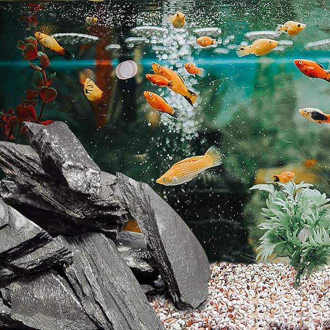 PINVNBY Natural Slate Rock 5lb PH Neutral Aquarium Rocks Aquariums Stones for Aquascaping, Landscaping Model, Reptile & Amphibian Enclosures, Tank Decoration