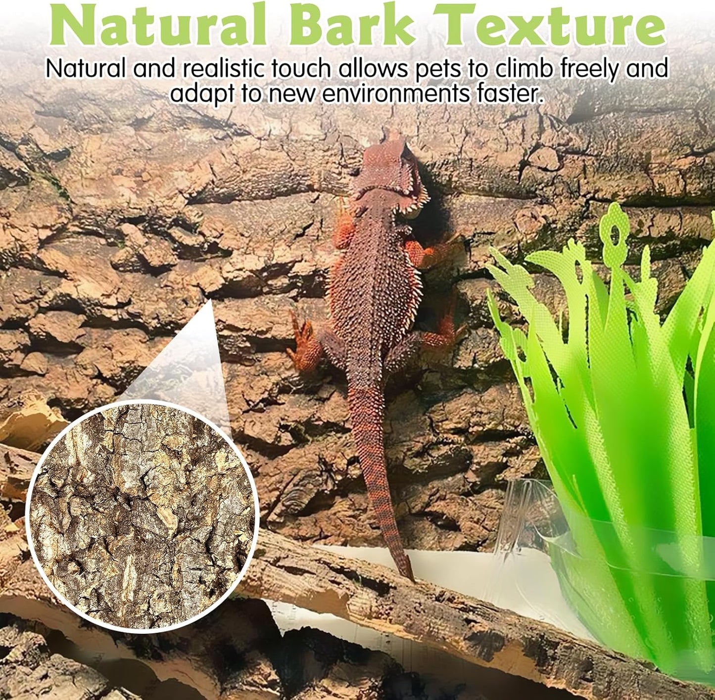 kathson 4PCS Cork Tile Background Bark 11.8”Lx7.9”W Reptile Tank Background Terrarium Backdrop Wall Decor Natural Reptile Climbing Mat for Spider Gecko Lizard Chameleon Bearded Dragon Turtle Snake