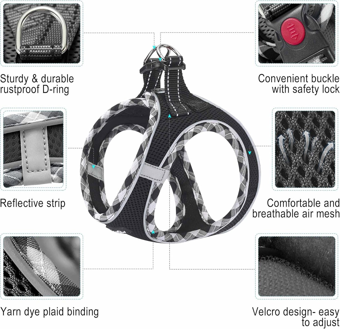 haapaw Dog Harness with Leash Set, No Pull Adjustable Reflective Step-in Puppy Harness with Thickened Padded Vest for Extra-Small/Small Medium Dogs