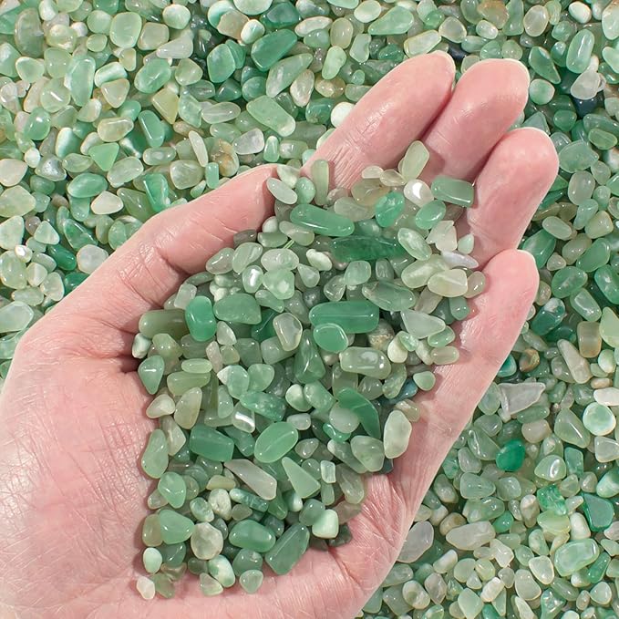 0.88 LB Aquarium Gravel Rocks Green Aventurine Crystal Chips Tumbled Healing Crystal Chips Bulk Gemstones, Mini Crushed Stones Quartz Vase Filler for Crafts|Fish Turtle Tank|Home Decoration
