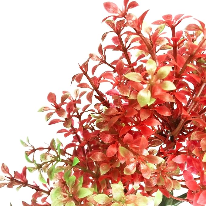 Mipukbay Aquarium Plants Tree - Red & Green Artificial Plastic Fish Tank Decor, Realistic Ornament Safe for Fish & Shrimp, Low-Maintenance Aquascaping Plants for Freshwater/Saltwater Tank Landscaping