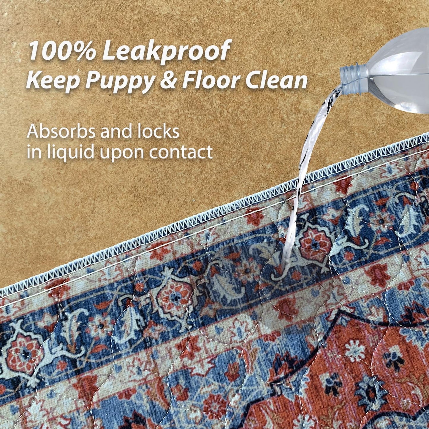 nunubaby Washable Pee Pads for Dogs, Stylish, Non-Slip and Leak-Proof Pee Pads. Reusable Potty Pads for Dogs for Crates and Floors.(Red/Multi, 48" x48")